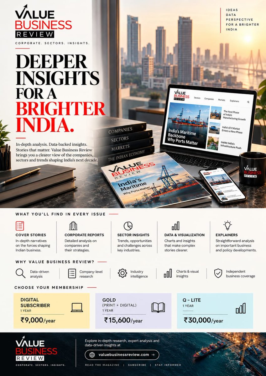 ValueBizReview's tweet photo. Deeper insights. Clearer perspectives. 📊

Data-driven analysis, corporate stories and sector insights on the businesses shaping India’s future.

🔗 Explore: https://t.co/h0nK6xzhFz

#VBR #BusinessInsights #IndianBusiness #Markets #Finance https://t.co/bP4JCuOmzv
