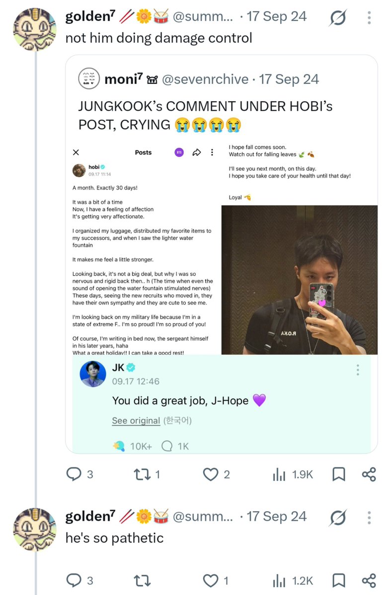 yunkigIoss's tweet photo. @sugastri that's solo lmfao, why do they use little seven in their dn 🫩 https://t.co/iMOZpnTmZ3