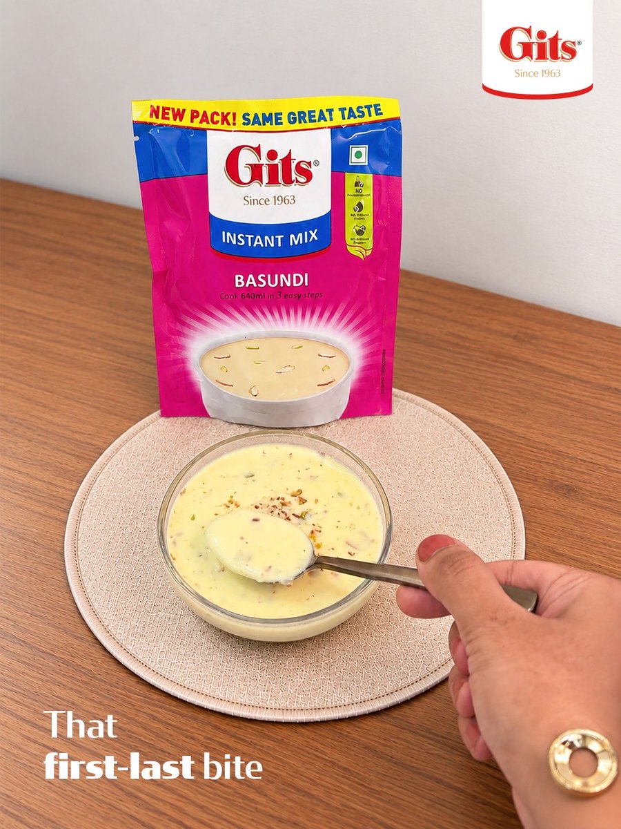Gitsfood's tweet photo. From the first scoop to the one-more-one, every bite is worth it. 

Indulge in Gits Instant Mix Rabdi, Basundi and Gulab Jamun! 💛✨

[Gits, Instant Mix, Rabdi, Basundi, Open and Eat, Gulab Jamun] https://t.co/OQchF9t5iz