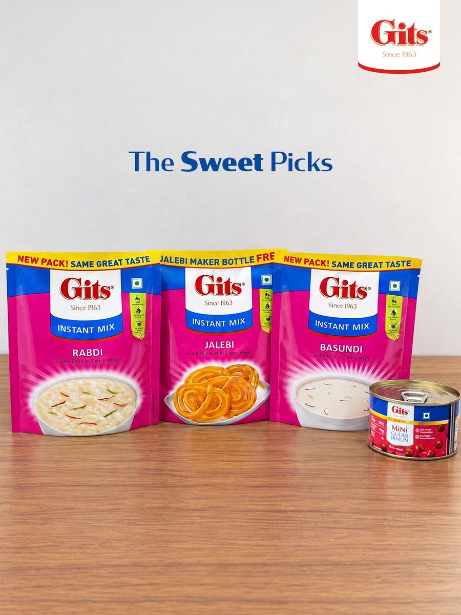 Gitsfood's tweet photo. From the first scoop to the one-more-one, every bite is worth it. 

Indulge in Gits Instant Mix Rabdi, Basundi and Gulab Jamun! 💛✨

[Gits, Instant Mix, Rabdi, Basundi, Open and Eat, Gulab Jamun] https://t.co/OQchF9t5iz