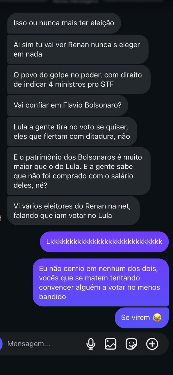 _yoh13's tweet photo. Nem 9h da manhã, bicho! kkkkkkk

Até semana passada vinha no meu direct dizer que a Missão e o Renan Santos flertavam com neonazismo, agora quer vir pedir voto?

Vai pra puta que pariuuuuuu!! https://t.co/Fehq1G3z7U