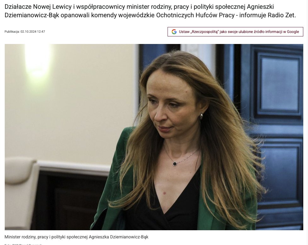 czardam's tweet photo. „Koryciarzom z @partiarazem" 

Tymczasem pierwsze z brzegu koryciarstwo Nowej Lewicy Krzysztofa Śmiszka:

1) OHP. W 2024 r. Radio ZET ustaliło, że co najmniej 10 wojewódzkimi komendami OHP kierowali aktywni działacze Nowej Lewicy. Dwóch było bezpośrednio związanych z @a_dziemianowicz  - jeden był jej asystentem społecznym, drugi wcześniej prowadził jej biuro poselskie

2) PFRON. W lipcu 2025 WP opisała, że 6 z 8 nowych regionalnych dyrektorów miało powiązania z Nową Lewicą. PFRON nadzorowała Minister @a_dziemianowicz.

3) Bartłomiej Ciążyński. Polityk Lewicy został w 2024 r. wiceministrem sprawiedliwości, wcześniej pracując w państwowym PORT. Służbowym autem PORT pojechał na rodzinne wakacje do Słowenii i zatankował je kartą flotową. Najpierw zaprzeczał, później twierdził, że "nie wiedziałem, że nie mogę".

4) IDEAS NCBR. Pod nadzorem Dariusza Wieczorka i Macieja Gduli po wygaśnięciu kadencji Piotra Sankowskiego rada w niejasnych warunkach wybrała nowego szefa. W proteście odeszli naukowcy z Oxfordu i MIT, a sam instytut naukowy został praktycznie zaorany. NIK później oszacował koszt tego chaosu na ok. 83 mln zł.

5) Dariusz Wieczorek. Żona ówczesnego ministra nauki została dyrektorką na Uniwersytecie Szczecińskim. Co wyjątkowo dziadowskie - Wcześniej zmieniono regulamin stanowiska pod żonę Ministra, usuwając wymóg posiadania doktoratu. Jednocześnie żona rektora Uniwersytetu Szczecińskiego została powołana przez Wieczorka do Komisji Ewaluacji Nauki

6) Marek Kacprzak. Wieloletni rzecznik Lewicy trafił w 2024 r. do kierownictwa TVP (miesięcznie pensja 29 tys. zł). Następnie jego firma dostała z NCBR 92 tys. zł brutto za trzymiesięczną kampanię wizerunkową. W 2025 r. Kacprzak wygrał konkurs na stanowisko zastępcy dyrektora w NCBR.

I dlatego zanim Lewica zacznie pouczać innych o „korycie”, warto by zaczęła od siebie. 

Z drugiej strony cały sens Czarzastego i Lewicy w rządzie to ciepłe posadki, prestiż i dorobienie na emeryturę dla dawnych komunistycznych kacyków.