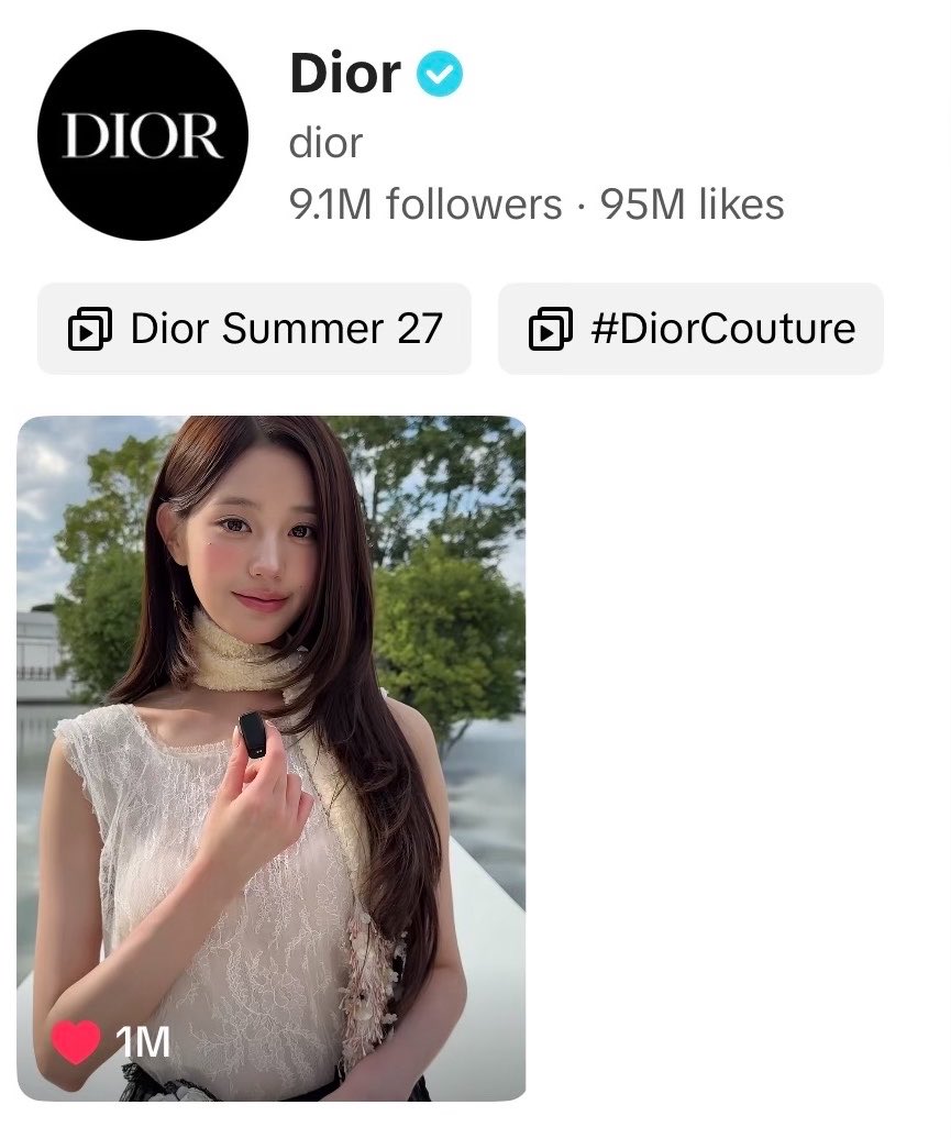 iveyouth's tweet photo. The most liked video on @Dior 's TikTok under the #DiorSummer27 tag belongs to #JANGWONYOUNG 🎉
#WonyoungDiorSummer27 https://t.co/g1dlM0agcA