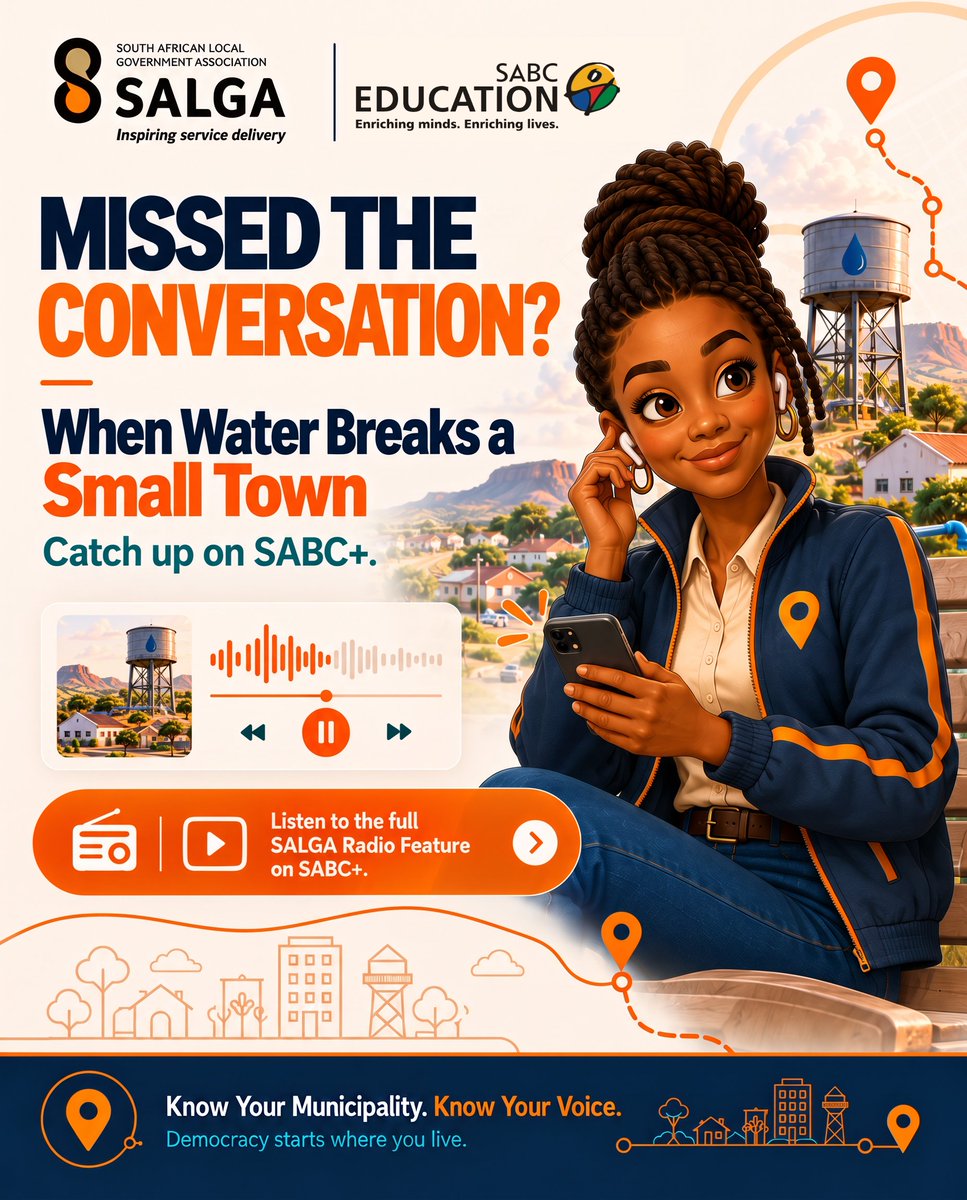 SABCEducation's tweet photo. Missed the conversation?

Distance shouldn’t keep communities disconnected from local decision-making.
Catch up on Democracy Across Distance and learn how communities can make their voices heard.
Listen anytime on SABC+: Listen://bit.ly/4pUtwaY

#DemocracyAcrossDistance #SALGA https://t.co/4ZR21Oq7x7