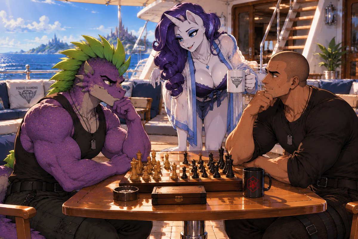 CloakAndSai's tweet photo. "That's checkmate, Darling❤️"
"R-Rarity!"
#Chatgpt #AIart #mlp #mlpfim #mlpfanart #mlpfanfic #RogueDiamond 💎 #Rarity https://t.co/qXWZppHvcP