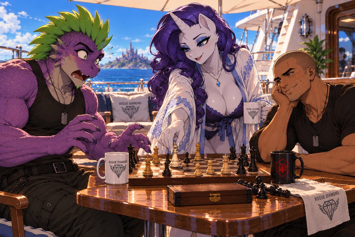 CloakAndSai's tweet photo. "That's checkmate, Darling❤️"
"R-Rarity!"
#Chatgpt #AIart #mlp #mlpfim #mlpfanart #mlpfanfic #RogueDiamond 💎 #Rarity https://t.co/qXWZppHvcP