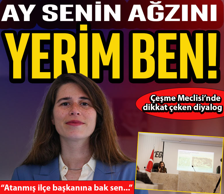 yeniasir's tweet photo. Çeşme Belediye Meclisi'nde dikkat çeken diyalog... 

Çeşme Belediye Başkanı Lal Denizli'den CHP İlçe Başkanı Eda Tavaz'a:  
📌 "Ay senin ağzını yerim ben, atanmış ilçe başkanına bak sen!" 
https://t.co/6P4DPGYlAS https://t.co/cqpR5q10e3