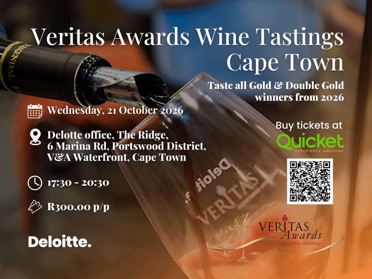 busrep's tweet photo. SPONSORED  |  @veritasawards   WINE TASTING CAPE TOWN
Taste Double Gold &amp; Gold winners Wednesday 21 Oct at Deloitte office, The Ridge, 6 Marina Rd, Portswood District, V&amp;A Waterfront, 17:30 – 20:30.

Tickets R300 @ Quicket https://t.co/h0w734mRu6