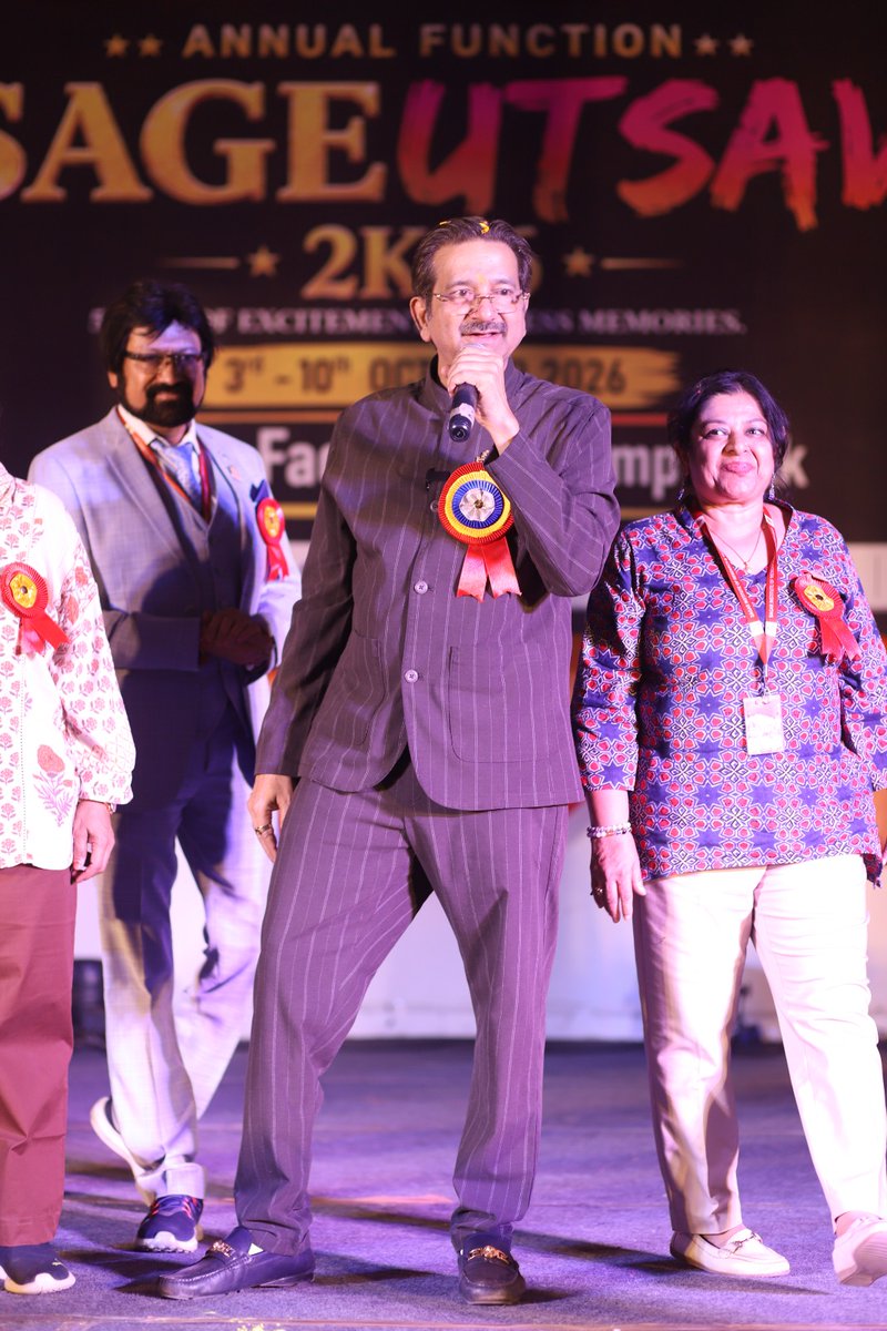 AgrawalSanjeev4's tweet photo. SAGE Utsav 2026 — Celebrating Talent, Energy & the Spirit of Youth. ✨
It was a pleasure to be a part of SAGE Utsav at SIRT and witness the incredible enthusiasm, creativity and talent of our students.
#SAGEUtsav2026 #SIRT #SAGEGroup #SanjeevAgrawal https://t.co/ZadEm3aT73