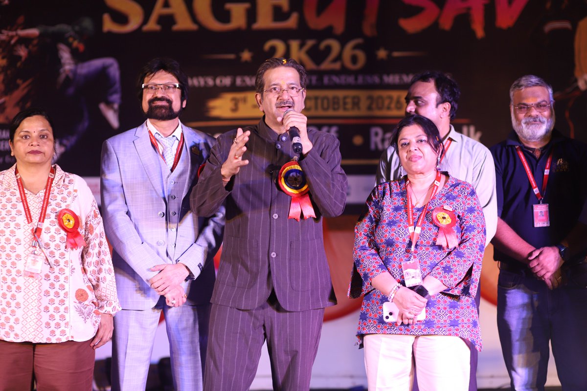 AgrawalSanjeev4's tweet photo. SAGE Utsav 2026 — Celebrating Talent, Energy & the Spirit of Youth. ✨
It was a pleasure to be a part of SAGE Utsav at SIRT and witness the incredible enthusiasm, creativity and talent of our students.
#SAGEUtsav2026 #SIRT #SAGEGroup #SanjeevAgrawal https://t.co/ZadEm3aT73