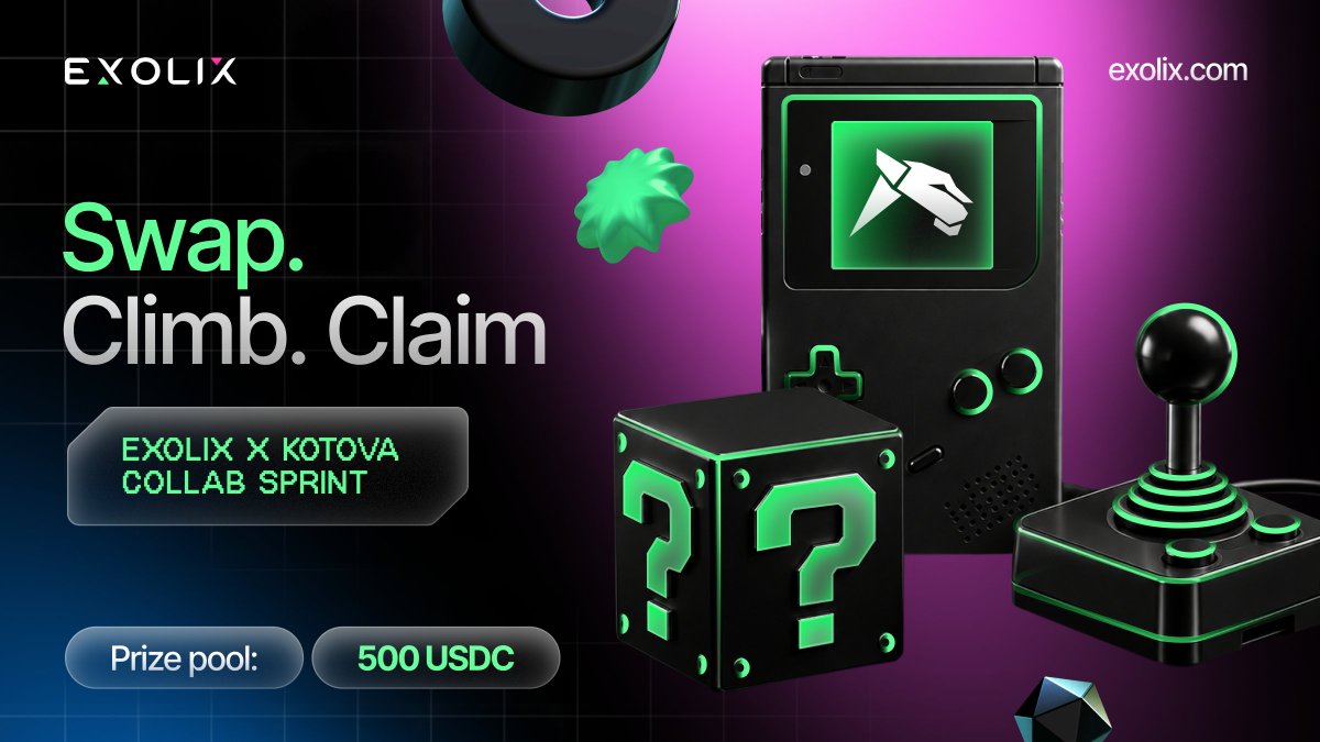 exolix_com's tweet photo. Our Zealy sprint with @kotova_io is now live ⚡️

Explore both Exolix and Kotova through project-focused quests, complete challenges, and climb the leaderboard.

Compete for a share of the 500 $USDC prize pool 🎁

Join now: https://t.co/jxJTQowKYx