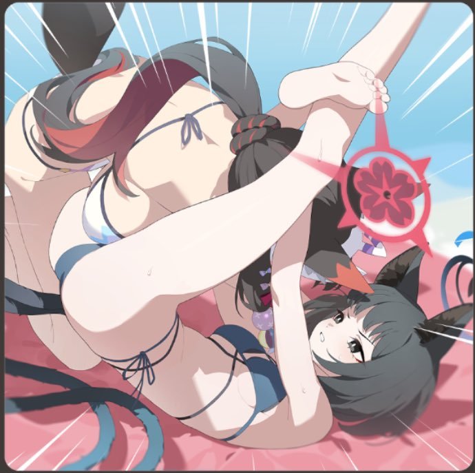 SUMO_VS's tweet photo. 今年は｢揉めたらレスリングで決着付ける二人組｣を出し、去年の水着イベは古き日本人には知る人ぞ知る水上相撲

ブルアカスタッフにCF好きがいることは確実 https://t.co/GX41ahUY8D
