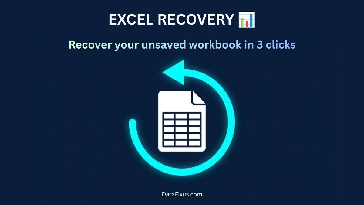 datafixus's tweet photo. Closed Excel without saving? Don't start over just yet.
Go to File > Info > Manage Workbook > Recover Unsaved Workbooks to get your file back instantly.
Visit- https://t.co/EA8vInk6BW
#DataFixus #ExcelTips #DataRecovery #TechHacks #OfficeTips #TechAdvisory #DataLoss https://t.co/HsZu915ovz