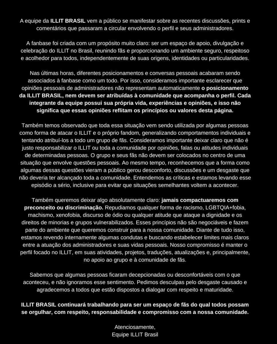 ILLITBrazil's tweet photo. Esclarecimentos - ILLIT BRASIL https://t.co/zICHlIvKLY