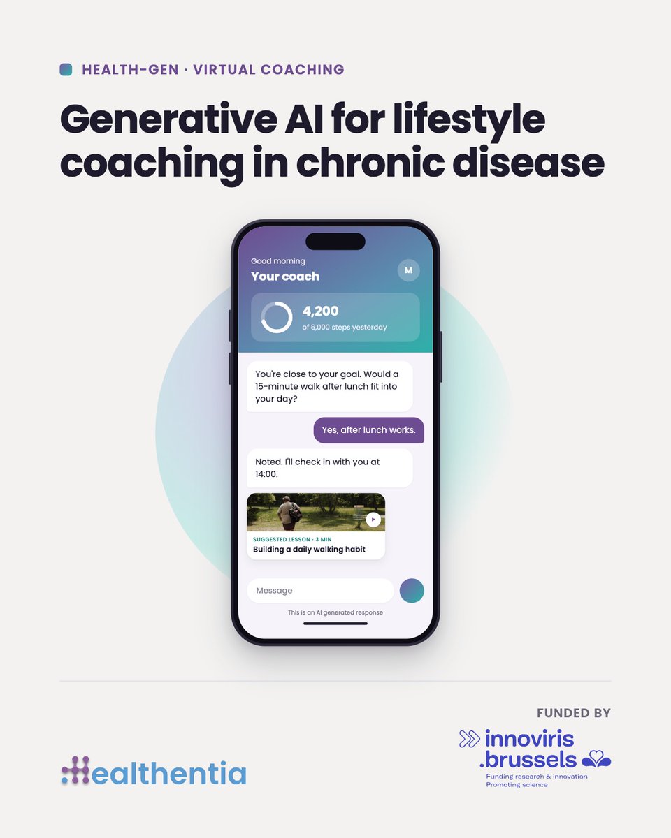 HealthentiaSaMD's tweet photo. HEALTH-GEN, our #Innoviris-funded project, explored how Gen-AI can make chronic disease lifestyle coaching more personal while meeting GDPR, EU AI Act & MDR requirements.
We evaluated LLMs, RAG & deployment approaches. The findings now inform our product roadmap.
#HealthTech https://t.co/HsDy1hsgVa