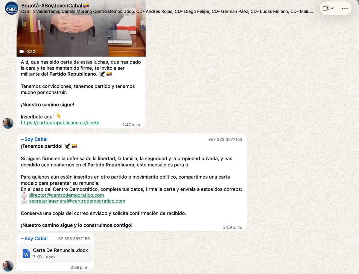 darcyquinnr's tweet photo. Molestia y preocupación en el @CeDemocratico por invitación de @MariaFdaCabal a que renuncien al partido y la acompañen en el Partido Republicano .@lafm https://t.co/DZPKHK2MHV