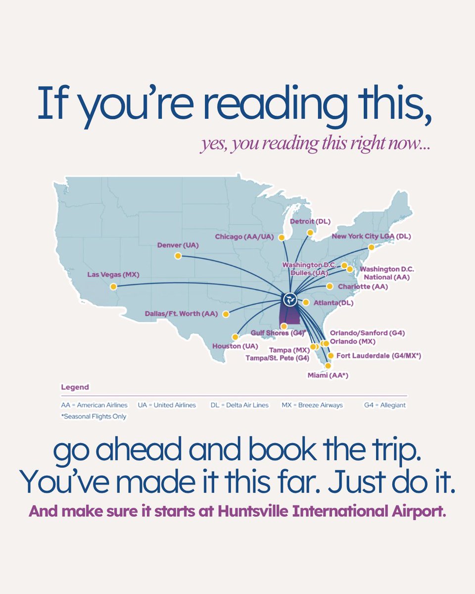 FlyHSV's tweet photo. Don't look at us.. You chose to read the post 🤭
TIME TO BOOK YOUR NEXT FLIGHT!!! SEE YOU SOON!!!

#FlyHSV https://t.co/xKrOuKWP5a