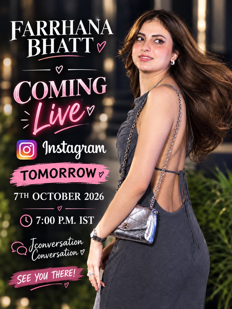 NotFound_r's tweet photo. Join Farrhana For An Instagram LIVE Tomorrow At 7 PM IST.

After The Wild Ride Of #KKK15, It’s Time To Slow Down, Talk, Laugh, And Catch Up With Our Girl. Come Spend Some Time With Her, Rebs — She Can’t Wait To See You ❤️
Tomorrow | 7 PM IST
See You There 🫶🏻

#FarrhanaBhatt #FarrhanaRebellions