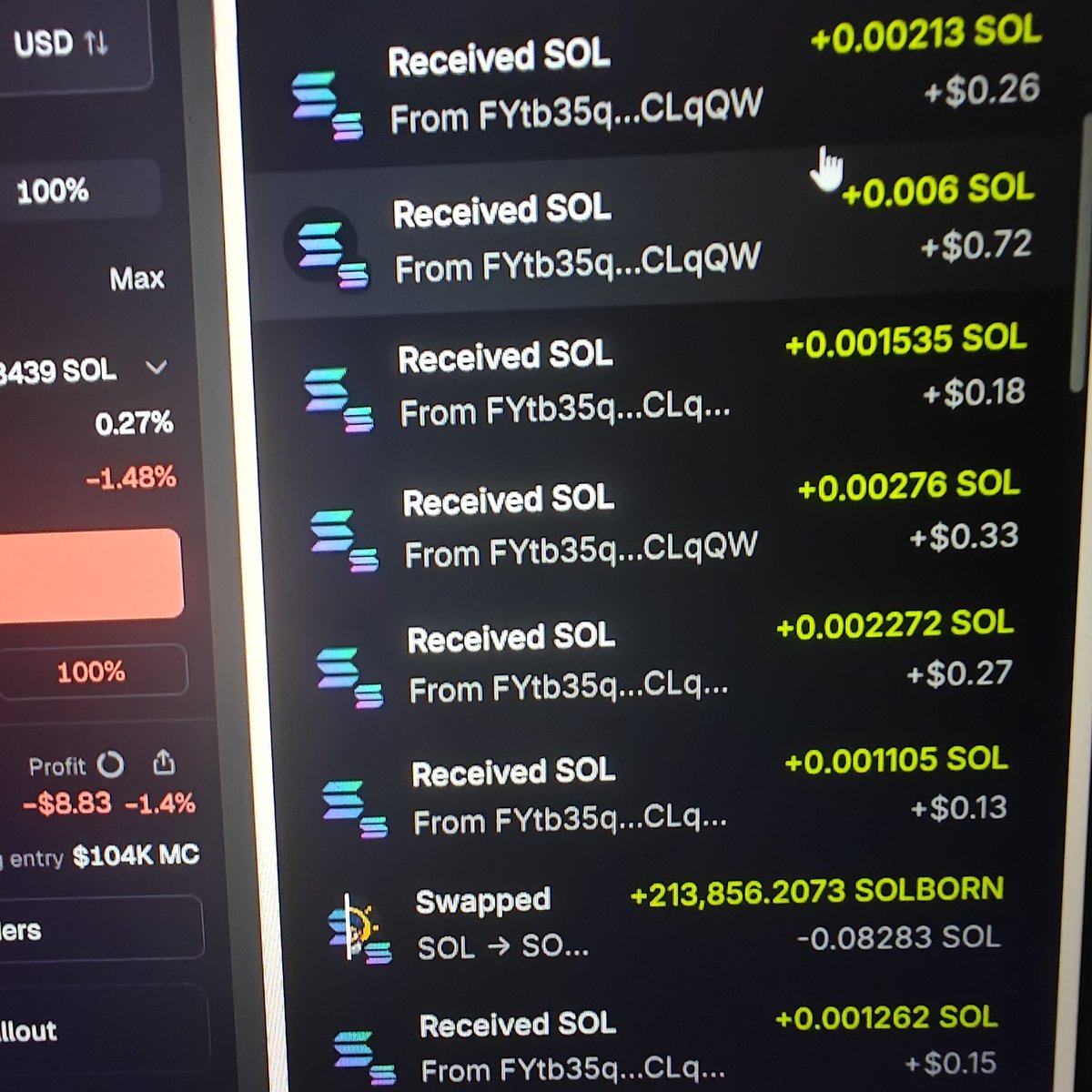 Matthew06618952's tweet photo. @SolbornAgents I’d like to ask: is the SOL coming from you guys? I was always curious and thought it was just hype—I didn't even know where to make a withdrawal—but after checking my wallet closely, I noticed the SOL balance gradually increasing. It’s a rare, excellent project. https://t.co/N2M4f8vBNg