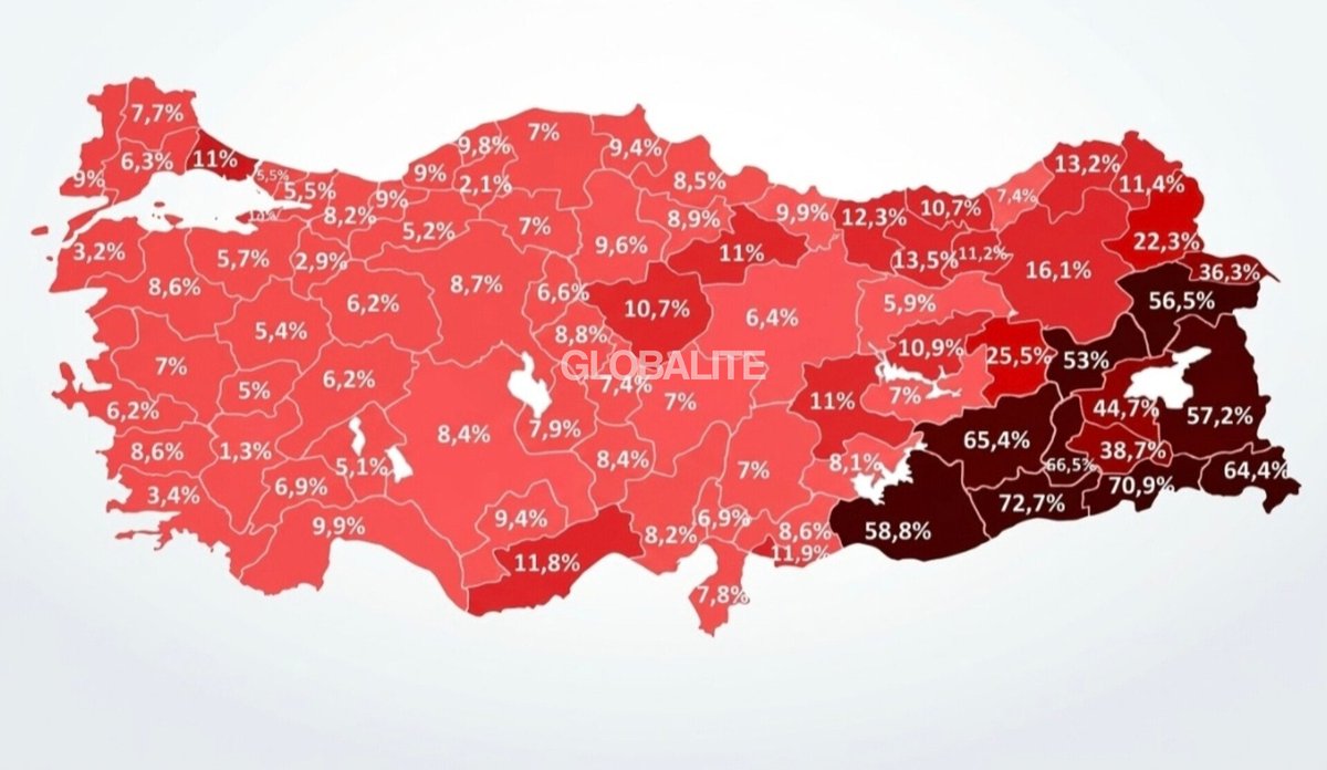 Globalite83's tweet photo. Türkiye'de illere göre kaçak elektrik kullanım oranı: https://t.co/4QRt4n2WrU