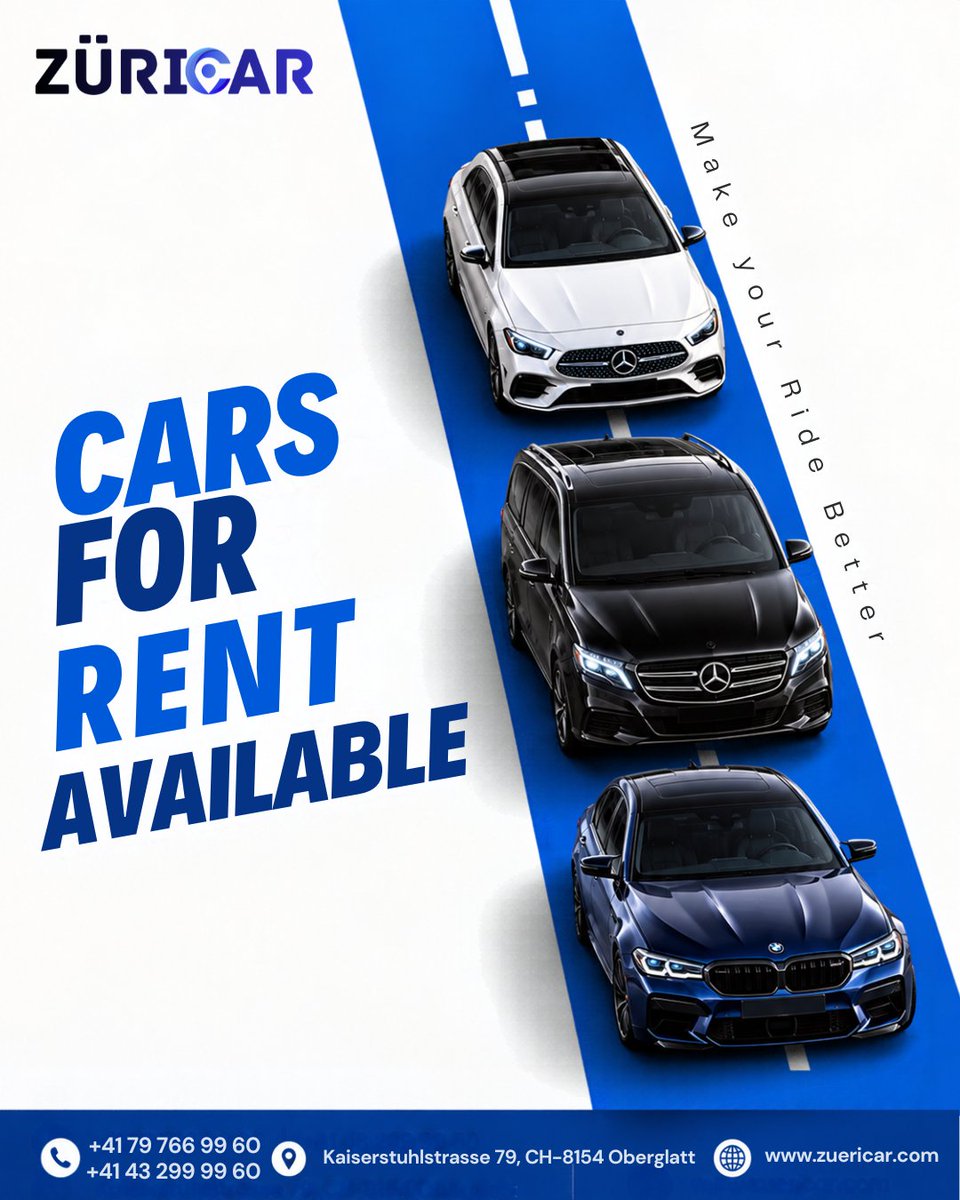 ZuricarGO's tweet photo. Looking for a comfortable and stylish ride in Switzerland?
https://t.co/elIX0yeyiq
#ZueriCar #CarRentalSwitzerland #CarRentalZurich #ZurichCars #RentACar #BMWM5 #LuxuryCarRental #SwissCarRental #Oberglatt #Zurich #Switzerland #CarHire #DriveInStyle #PremiumCarRental https://t.co/cYKd1k9jhA