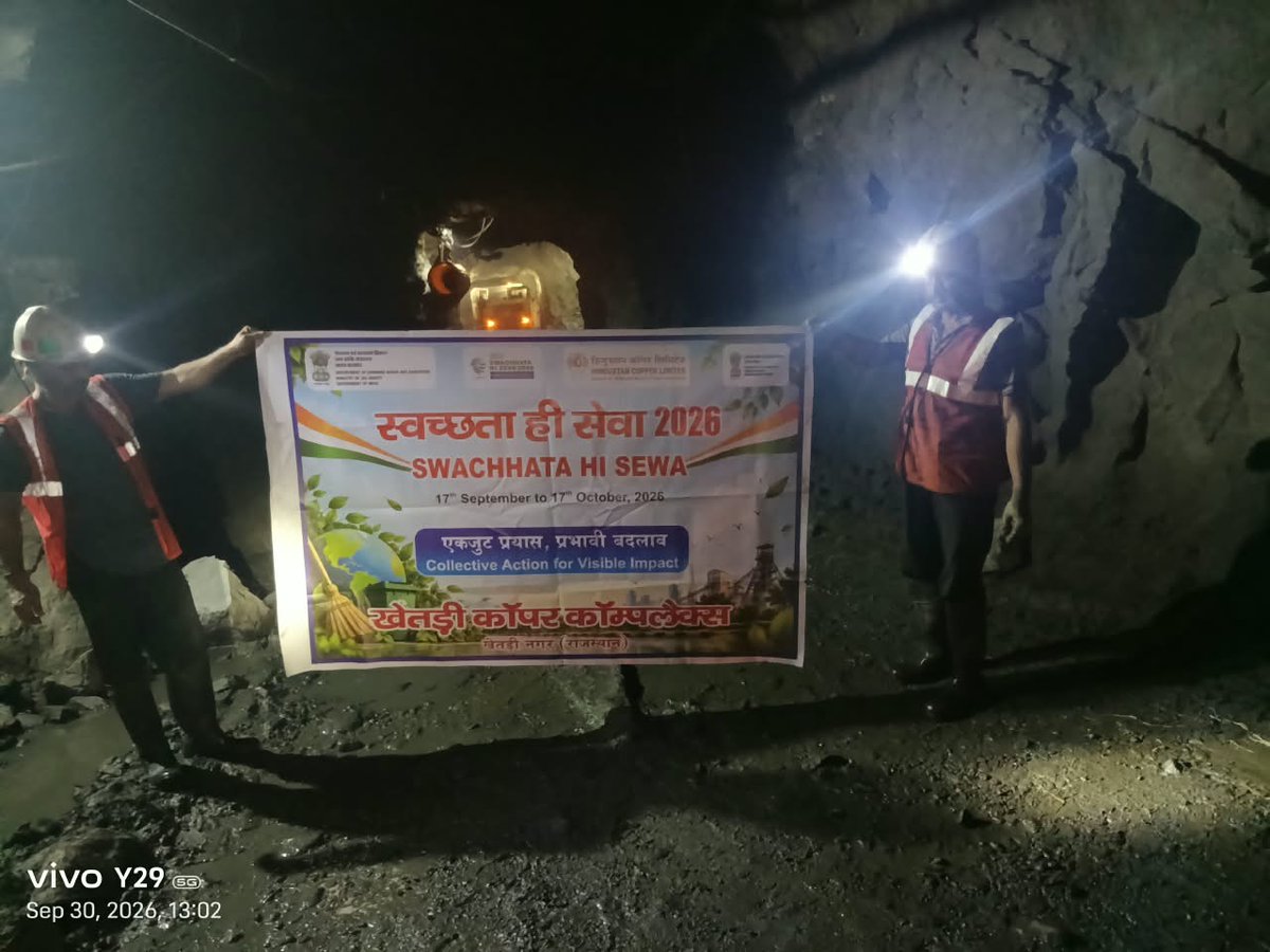 copper_ltd's tweet photo. Cleanliness drives were conducted at 60 MRL, Banwas Block, and 296 MRL SN-26 LT Substation, Khetri Mines.
#SwachhataHiSeva #SwachhataHiSeva2026 #SwachhBharat #CleanlinessDrive #CleanIndia #HindustanCopperLimited #SwachhBharatMission
@MinesMinIndia
@kishanreddybjp
@satishdubeyy
@mygovindia