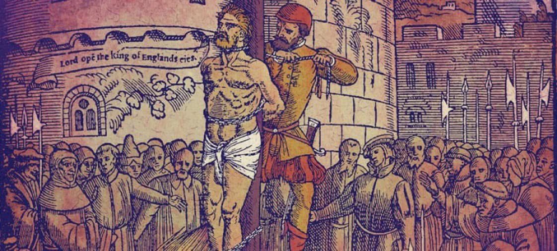 DustinBenge's tweet photo. On this day, in 1536, William Tyndale was strangled and burned at the stake for translating the Scriptures into English for the common man. His final words, “Lord, open the King of England’s eyes.” https://t.co/bqPjGBBxd3