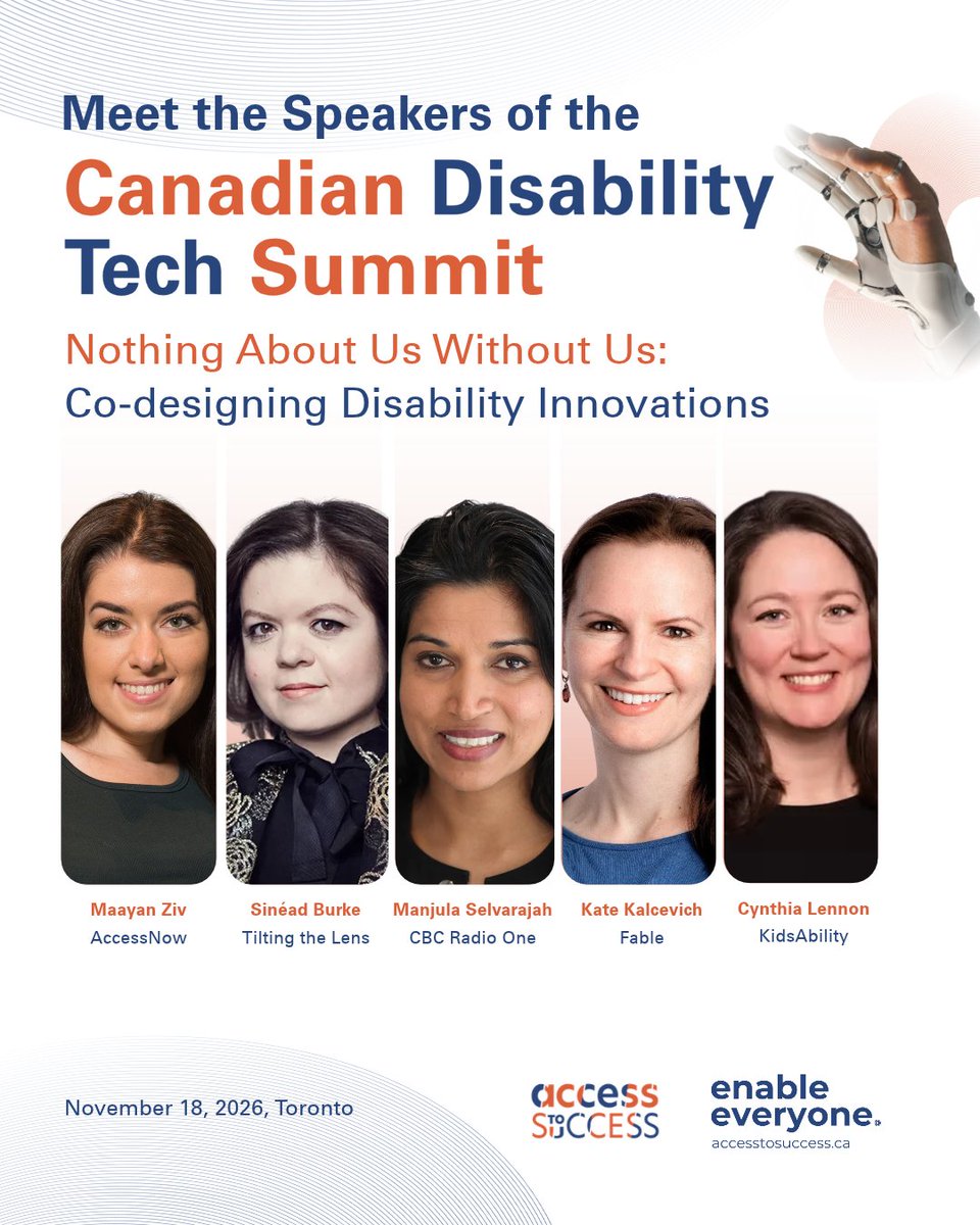 AccessToSuccess's tweet photo. Who should have a say in how disability technology gets built? These five leaders have a lot to say about it.
๐๏ธ Get your ticket: https://t.co/bRdJU2hmVB
#CoDesign #AccessibleTechnology #ProductDesign #AccessibilityTechnology #TorontoEvents #TechEventsCanada #EnableEveryone https://t.co/QRnN6HORmV