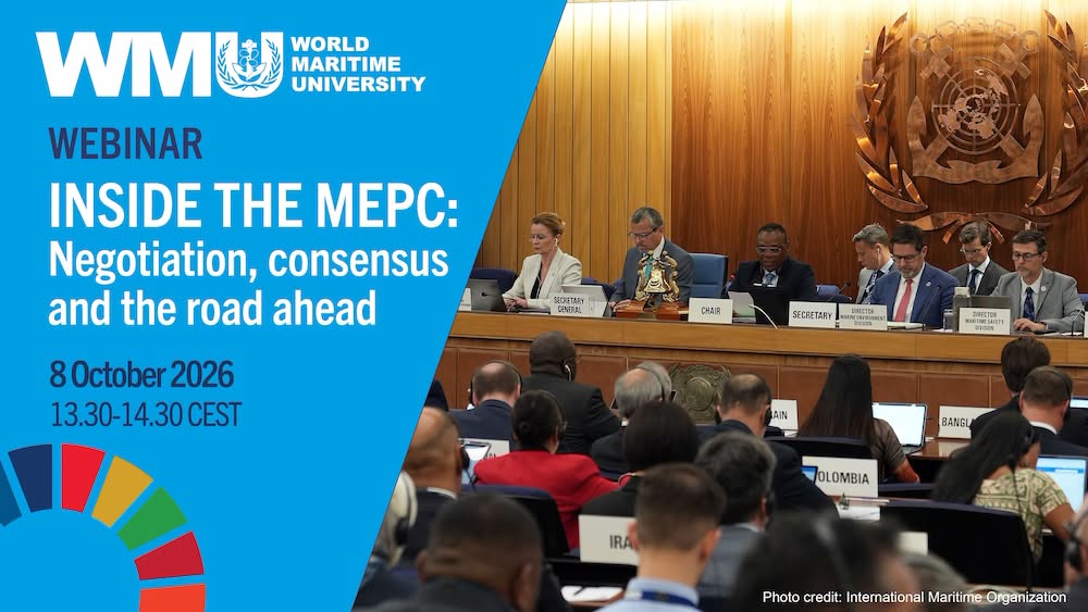 WMUHQ's tweet photo. 📣LAST CALL! 📣
Join us for a special webinar with Dr. Harry T. Conway, Chair of the @IMOHQ Marine Environment Protection Committee (MEPC), offering an inside perspective on how the Committee works in practice.  Register at: https://t.co/cjowyLJRs7 #WMUWebinar #MEPC https://t.co/OvChNVVgSe