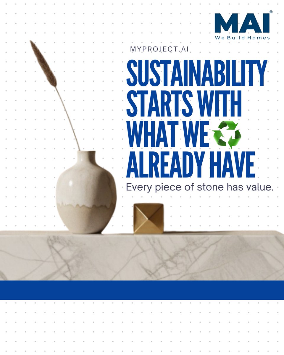 MAI__UK's tweet photo. Sustainability starts before we throw anything away. β»οΈ
Look again at that stone offcut; it could be the perfect piece for your next project.
Swipe to see how. π
Have a project in mind? Post it on MAI
https://t.co/JALZlxI7qY
#myprojectai #mai #sustainability #stoneoffcuts https://t.co/y2xwZbAdXk