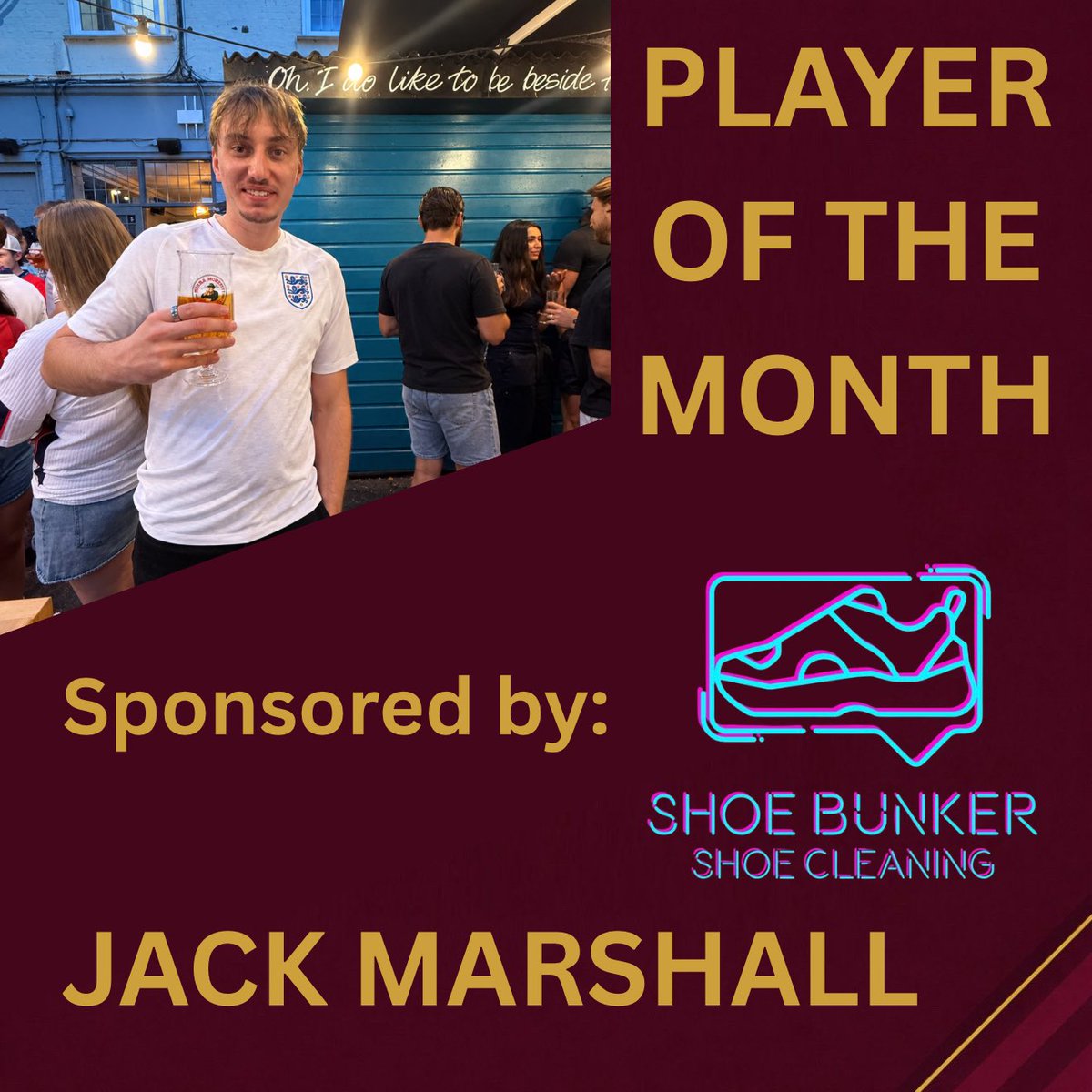 DeporClarets's tweet photo. September’s player of the month, sponsored by Shoe Bunker, is Jack Marshall! https://t.co/miUoyp2z0z