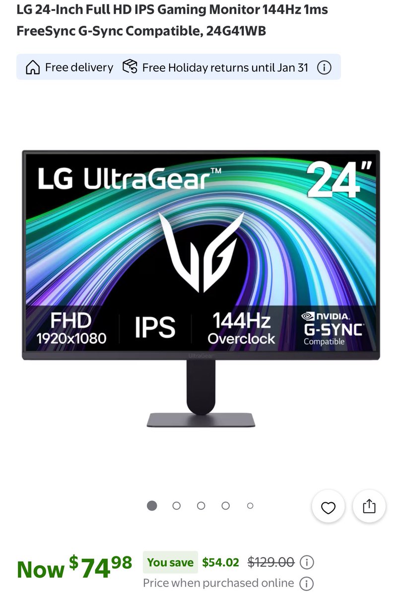glitchtoriches's tweet photo. LG ULTRAGEAR GAMING MONITOR UNDER $75?! 

LG 24” UltraGear Gaming Monitor is down to $74.98 from $129!

https://t.co/KNaSsM0XWI

LG and Micro Center want $109.99 for it. 
Newegg HAS IT FOR $270!!!

$74.98 for a 144Hz LG UltraGear is HARD to beat. #ad https://t.co/MUEC8VLMuj