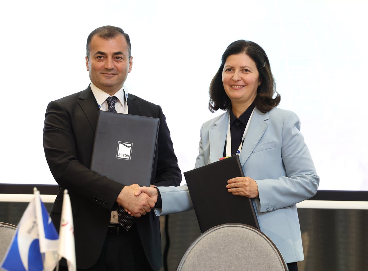 BSTDB's tweet photo. Strengthening SME finance and trade in Georgia.

BSTDB has signed a EUR 5 million financing facility with Terabank to support lending to Georgian SMEs and trade finance.

This is the third SME facility under the partnership between BSTDB and Terabank.

Learn more: https://t.co/vjYkXfeoNL