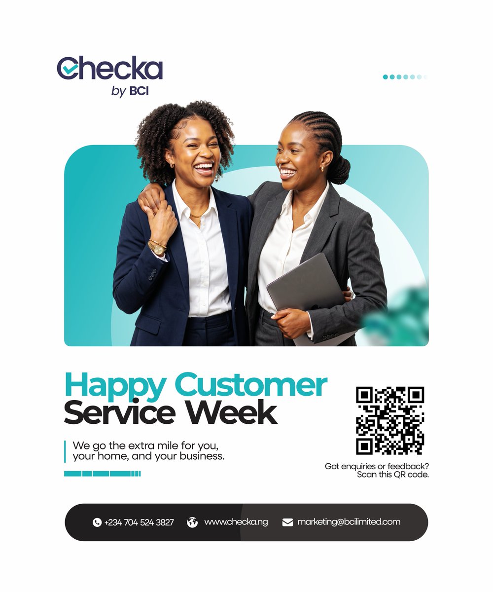 checka_by_BCi's tweet photo. Every interaction with our team says you care about your family, your business, and your peace of mind. 

Happy Customer Service Week❤️

Thank you for trusting Checka with those everyday decisions.

Got feedback or enquiries? Scan the code and fill out the short form.
 
#checka https://t.co/IxdC68quWy