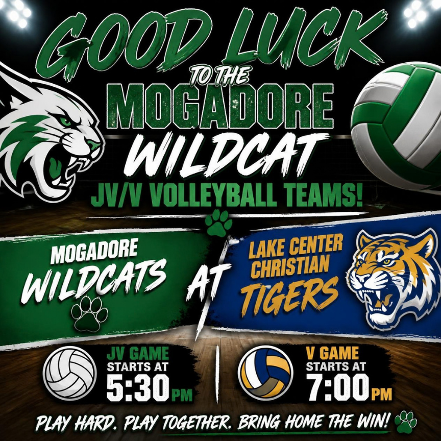 MogAthCats's tweet photo. Good luck to our JV and V volleyball teams as they travel to Lake Center tonight! #MogadoreWildcatFamily https://t.co/MspFKNYTvP