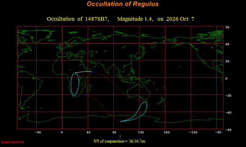 SkyCaramba's tweet photo. Next, the moon passes by Regulus. Some observers in Africa get to see the moon pass in front of the star. https://t.co/gDPjF8O4E1