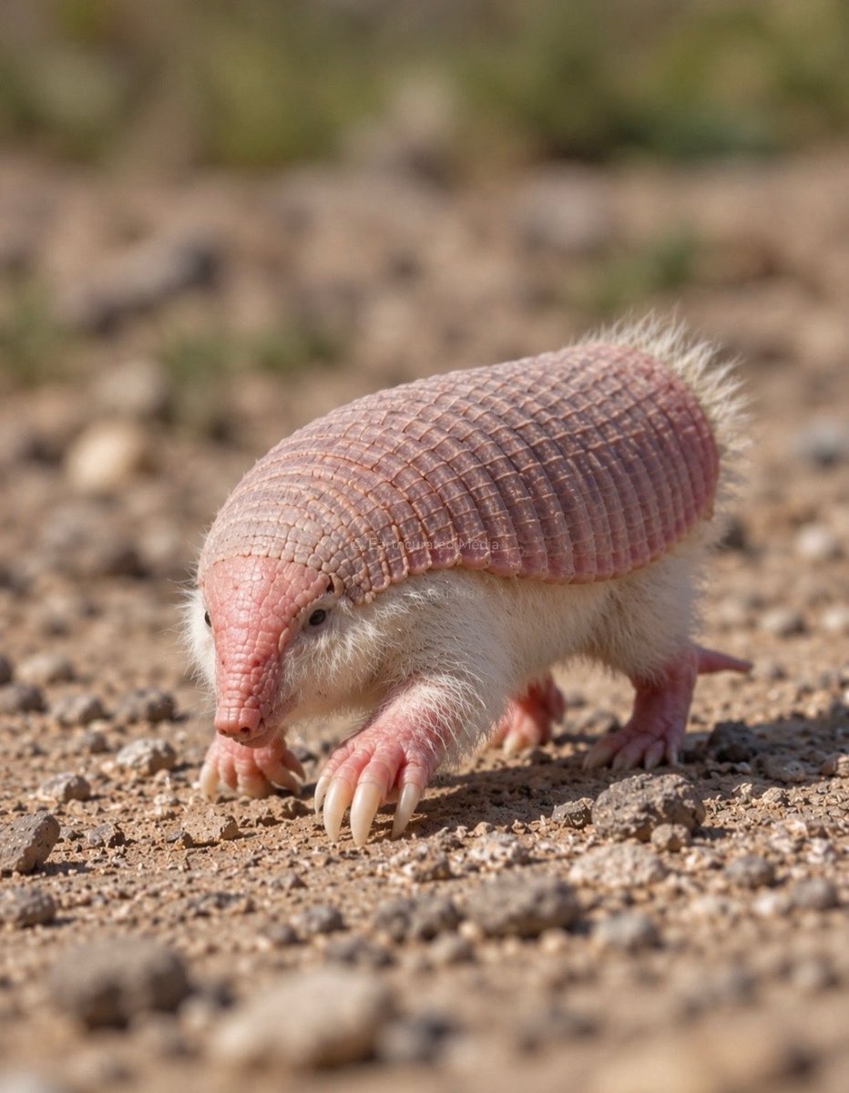 earthcurated's tweet photo. The Pink Fairy Armadillo, one of the strangest little mammals on Earth. https://t.co/Eyutiiojvt