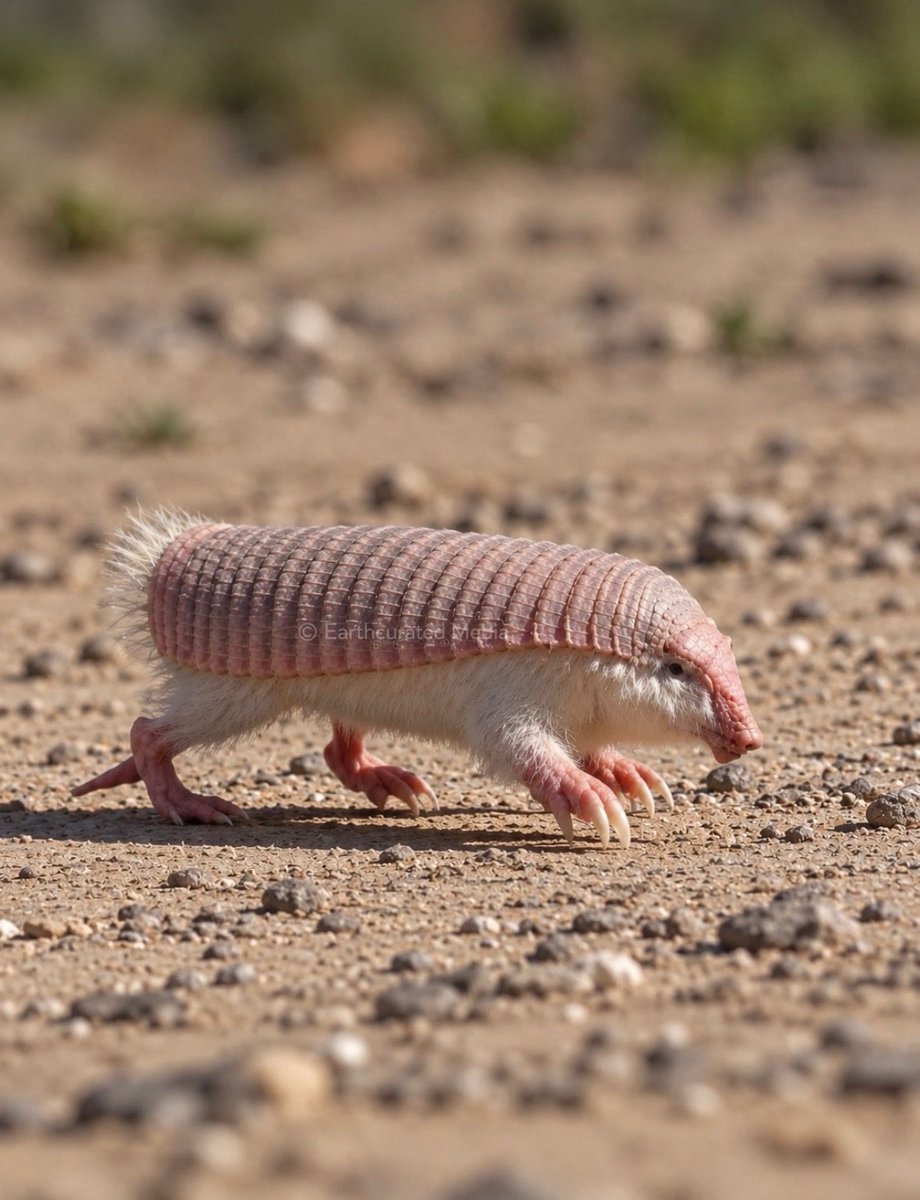 earthcurated's tweet photo. The Pink Fairy Armadillo, one of the strangest little mammals on Earth. https://t.co/Eyutiiojvt