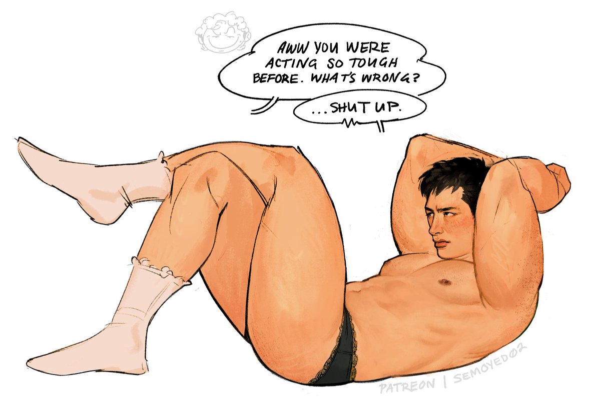 semoyed02's tweet photo. kinktober day 1 &amp; 2: bratting + embarrassment

shane bratted too close to the sun and now he has to wear lacy underwear😔 (he likes it) #hollanov https://t.co/nv885zpD7n