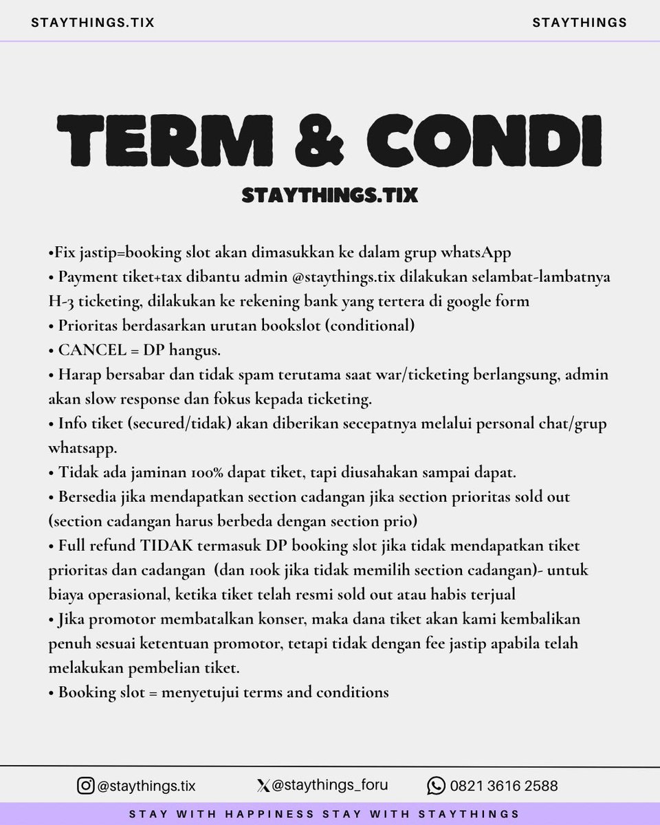 staythings_foru's tweet photo. JASTIP JASA WAR TICKETING SERVICE
 
♡ KOPI KENANGAN X NCT HAECHAN MEET &amp; GREET

☆ Bookslot 50K
🖇️ https://t.co/1dwDjL73uW

💸 Fee 350

♡ TRUSTED &amp; experienced team
♡ Grup jastip whatsapp
♡ Testi Proof on Highlights
♡ TNC on pict

LIMITED SLOTS‼️ https://t.co/MCmOvZUAiX