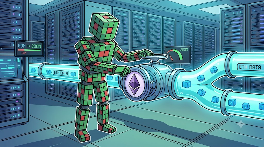 coin360com's tweet photo. .@Ethereum’s Glamsterdam test hits Sepolia with a 200M gas target after a Prysm fix, putting larger blocks, validator coordination and app behavior under review.
Read more: https://t.co/cxKRA7BYVO
#Ethereum #ETH #Sepolia #Prysm #Validators #Layer1 #Blockchain #Crypto #DeFi https://t.co/BEAEuEkUEy