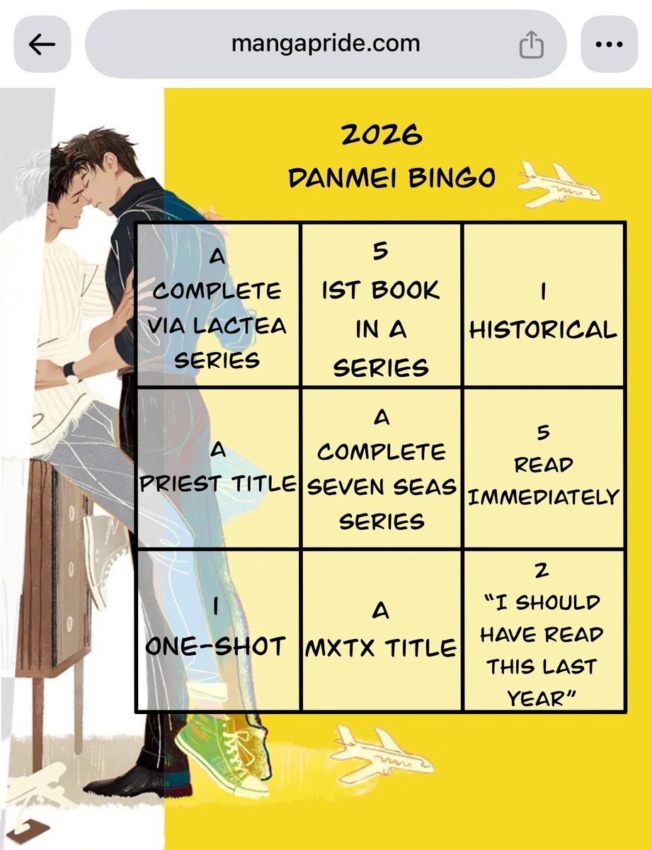 yakisobadrtp52's tweet photo. S will also be sharing a blank one in case anyone wants to join with their own prompts.…Iince I have built up a huge Danmei TBR I have decided to make a fun bingo board for next year to help guide my reading a bit. It's broad enough to accommodate my mood reading xD https://t.co/ONwZiuGiFI