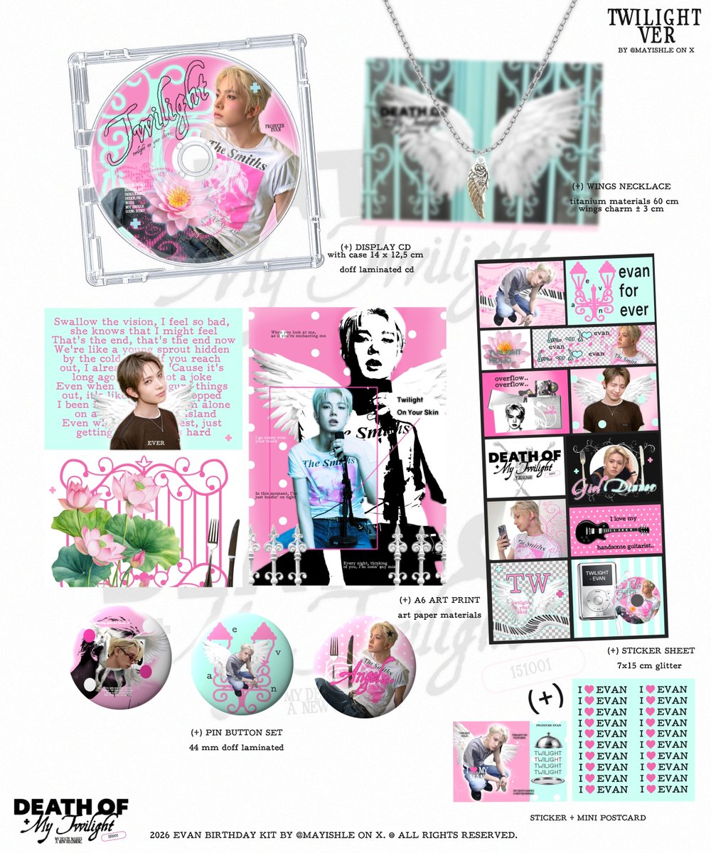 mayishle's tweet photo. ░ Death Of My Twilight &amp; Wingseung 
2026 #Evan birthday kit by @mayishle. 

➕ https://t.co/suwk5QYrHU 
🪽 https://t.co/Q1GqBiq3e1

PO PERIOD :  6/10/26 – 16/10/26.
please check the thread below!
WW GO DM. 📧

[rt &amp; ♡ are greatly appreciated] https://t.co/JVb33AgTzk