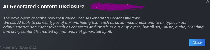 rhiow's tweet photo. I covered the game's name cause I don't want the devs getting hate. I commend them for being over cautious in their disclosures.

But babes... you used autocorrect. You disclosed using autocorrect. https://t.co/dn66MezLks