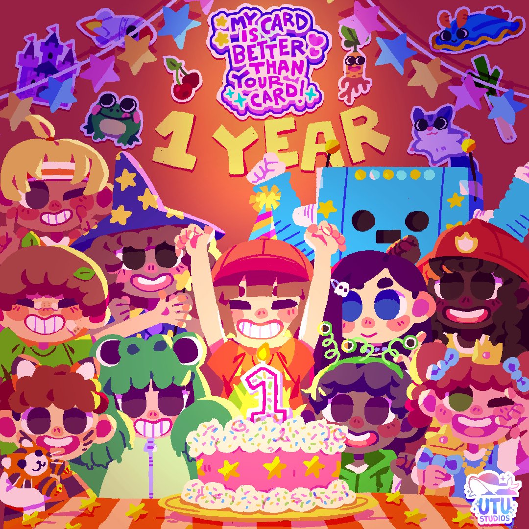 Utu_Studios's tweet photo. ⭐🍬🥳🎉 It's been a whole year since we went into Early Access with My Card Is Better Than Your Card! 🐸🎂🐋🎊

Here's a Steam post of our journey so far, with fan art by our wonderful community!

https://t.co/6o28Mlkve5
Huge thanks to all of our players for all the support 💖 https://t.co/D1Fy6LowG1
