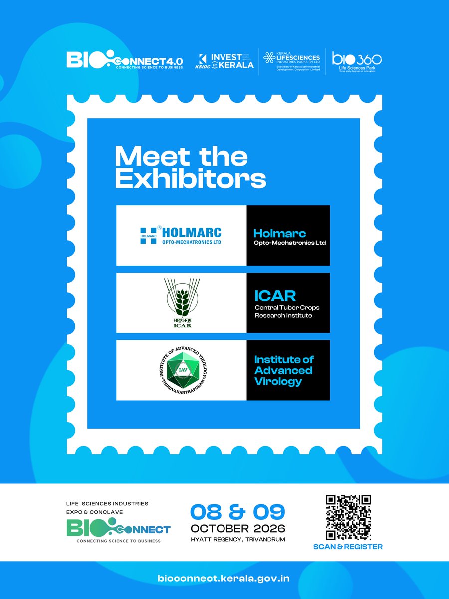 KSIDCKerala's tweet photo. The Stage is Set. The Innovators Are Ready. 🧬🚀
Introducing the exhibitors of BIOCONNECT 4.0 — bringing together pioneering ideas, technologies and solutions under one roof.
#BIOCONNECT4.0 #OurExhibitors #LifeSciences #Biotechnology #InvestInKeralam #KSIDCWorks #GoBeyond https://t.co/wiYti5zOcf