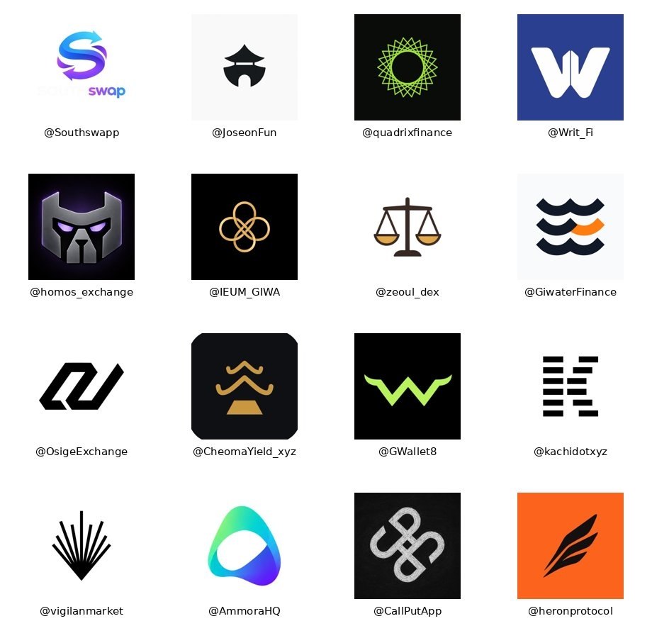 tradeguru's tweet photo. 4|8 Defi [dexes/ Amms/ perps/ outcome markets/ liquidity/ wallets/ payments]

Giwa wallet — Upbit's official self-custody GIWA Wallet
.@Southswapp — Decentralised dex
.@JoseonFun — Token launchpad and swap on GIWA, built on JoseonSwap
.@Writ_Fi — Options trading on GIWA; GASOK Phase 3
.@homos_exchange — Full-stack DeFi on GIWA powered by propAMM
.@IEUM_GIWA — Onchain escrow for Korean jeonse deposits and gye circles on GIWA 
.@zeoul_dex — Self-described primary DEX built on GIWA
.@GiwaterFinance — Liquidity layer on GIWA for swaps, LPing and rewards
.@OsigeExchange — DEX on GIWA with copy trading and onchain tax tracking
.@quadrixfinance — Onchain asset management vaults, live on GIWA Sepolia
.@CheomaYield_xyz — Yield layer on GIWA with RWA and market-neutral vaults
.@GWallet8 — 'G Wallet' Web3 wallet for GIWA; not the official GIWA Wallet account
.@kachidotxyz — Find, launch and trade tokens with friends on GIWA (coming soon)
.@vigilanmarket — P2P hedging layer for investors (formerly Versus); GIWA-accelerated
.@AmmoraHQ — Dynamic liquidity markets on GIWA; GASOK-incubated
.@CallPutApp — Onchain synthetic stock and crypto options
.@heronprotocol — DeFAI capital allocation layer; verifiable yield agent on GIWA
.@custosfinance — RWA exchange on GIWA with verifiable proof of assets
.@batt_farm — CDP lending protocol issuing KRW* stablecoin on GIWA
.@stabletoolsarc — StableTools utility suite for GIWA
.@StableTools — xCENT 'digital cents' token account; bio doesn't mention GIWA
.@GiwaSend — ve(3,3) liquidity layer of GIWA: lock, vote, direct emissions
.@jangteo_org — Korean crypto market hub on GIWA: swap, launchpad, NFTs
.@StableAIx — Stable AI: utility tools for GIWA (trending, buy tracking)
.@ProvenDefi — DeFi suite on the GIWA testnet
.@narupay_com — Onchain settlement layer for influencer marketing payouts on GIWA Sepolia
.@Flizyapp — Send crypto to people like a message, powered by GIWA
.@Target_Protocol — Open layer for global money movement on GIWA
.@XPayrPay — Crypto payment acceptance for merchants; bio doesn't mention GIWA
.@riftdotfun — Outcome betting (prediction) app on GIWA
.@pvphub_fun — Onchain casino app on GIWA (https://t.co/YVSCKxC7u2)
.@KimpGiwa — Onchain kimchi-premium index and contracts on GIWA ($KIMP)
.@kkachival — Prediction market for Asian cultural moments on GIWA
.@CHOK_MARKET — Prediction competition for the GIWA community; waitlist stage
.@Owlto_Finance — Intent-centric cross-chain interoperability (bridge) protocol
.@RYex_finance — Capital layer for perps: mint rTokens against live positions
.@WheelX_fi — AI-powered cross-chain aggregator for swaps, bridging and payments