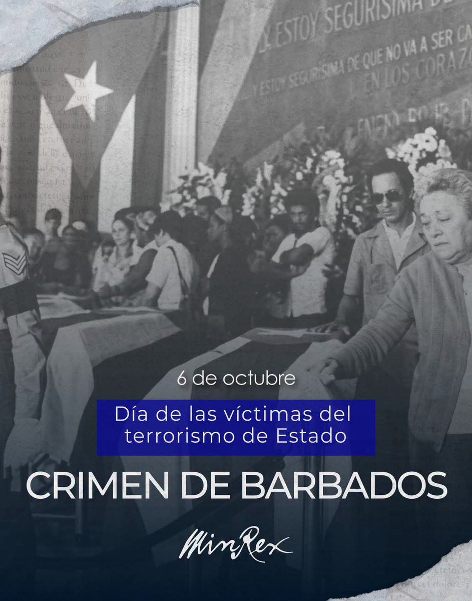 Floradelvalle69's tweet photo. "No podemos decir que el dolor se comparte, el dolor se multiplica, millones de cubanos lloramos hoy junto a los seres queridos de las víctimas del abominable crimen, y cuando un pueblo enérgico y viril llora LA INJUSTICIA TIEMBLA" Fidel Castro Ruz. Octubre de 1976. https://t.co/iW3s8uQsHp
