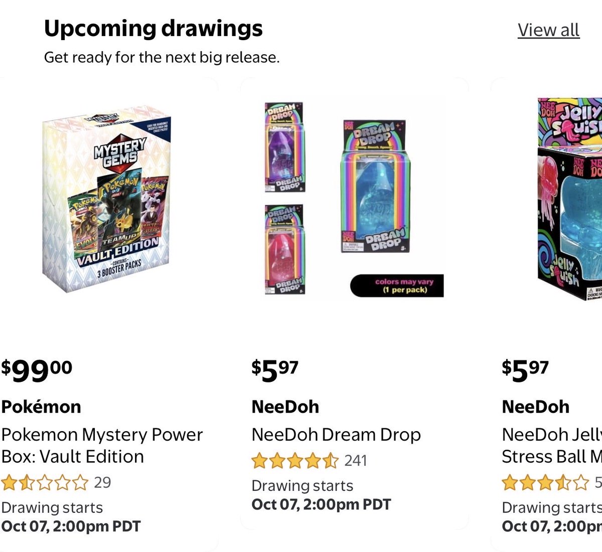 ChasechartsTCG's tweet photo. 🚨 The next Walmart Draw is LOADED 🚨

What's in it (and what it's going for right now):
 • 30th Celebration ETB (~$153) • 30th Celebration Mini Tin Display (~$233) • 30th Celebration Booster Bundle (~$76) • Prismatic Evolutions ETB (~$134) • First Partner Illustration Collection Series 3 (~$25) • Mystery Gems packs + plenty of NeeDohs

🗓️ The draw opens this Wednesday, Oct 7 at 2pm PT / 4pm CT / 5pm ET 👉 https://t.co/FWKEBW2Rtz

BEFORE THE DRAW GOES LIVE 🚨

1️⃣ Set up a Walmart account (Walmart+ NOT required). Log in and save your delivery address AND a default card. Make sure BOTH are saved and up to date. This tripped people up last time!

2️⃣ Enter the draw as soon as it opens Wednesday. It may only stay open for about 1 hour.

3️⃣ If you're picked, you'll get an email and your order is placed automatically with your saved address and card. Winners usually hear within 24 to 72 hours.

Won something? See what your 30th Celebration cards are worth on ChaseCharts 📈 https://t.co/dNTh5VhuKm

GOOD LUCK EVERYONE!!!

#pokemon #pokemontcg