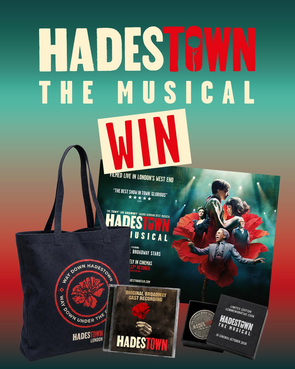 ODEONCinemas's tweet photo. To celebrate Hadestown: The Musical arriving at ODEON in one week, we're giving one lucky winner the chance to WIN* an exclusive prize bundle. 🎶

Repost and tag the person you'd travel all the way to the Underworld with to enter. ✨

*UK & Ireland residents only.
*T&Cs apply 📲 https://t.co/sqJKKN37Be